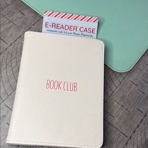 Cream E-Reader Case with Red Text